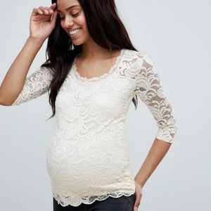 BNWT Cream Lace Mamalicious Maternity Top